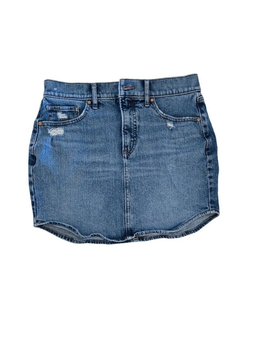 Express Womens Distressed Denim Jean Mini Skirt Size 4